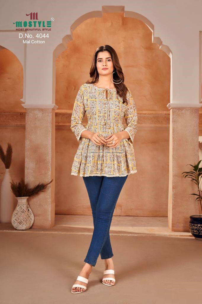 Mostyle 4044 Mal Cotton Printed Western Ladies Top Wholesalers In Delhi 
